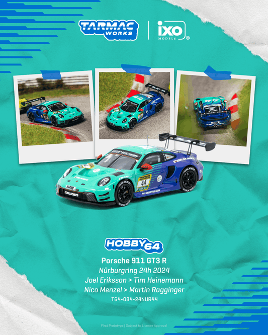 [PRE-ORDER] Tarmac Works - Porsche 911 (992) GT3 R Joe Eriksson GT3 R Nurburgring 24h 2024 - HOBBY64 - Scala 1/64 T64-084-24NUR44