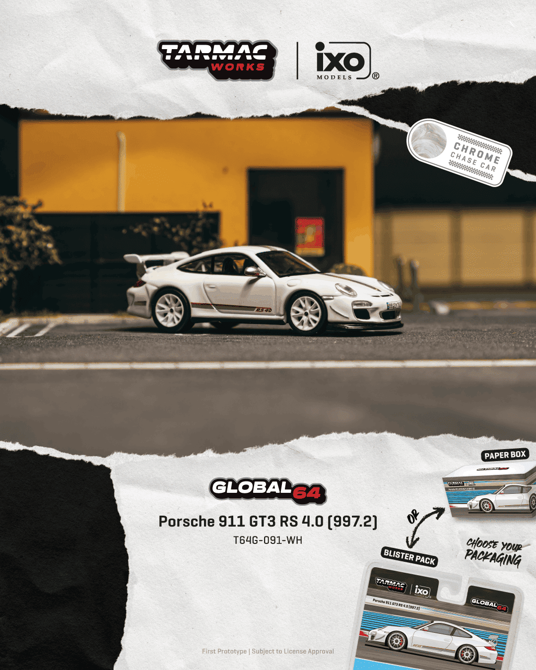 [PRE-ORDER] Tarmac Works - Porsche 911 (997) GT3 RS 2023 White - GLOBAL64 - Scala 1/64 T64G-091-WH