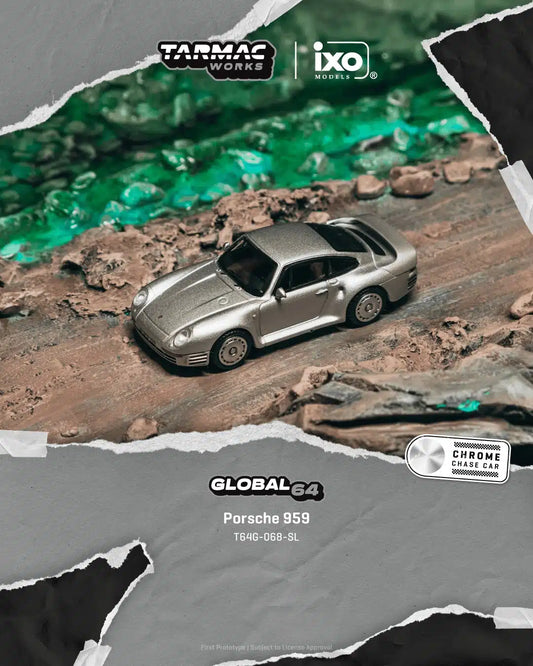Tarmac Works - Porsche 959 Silver - GLOBAL64 - Échelle 1/64 T64G-068-SL