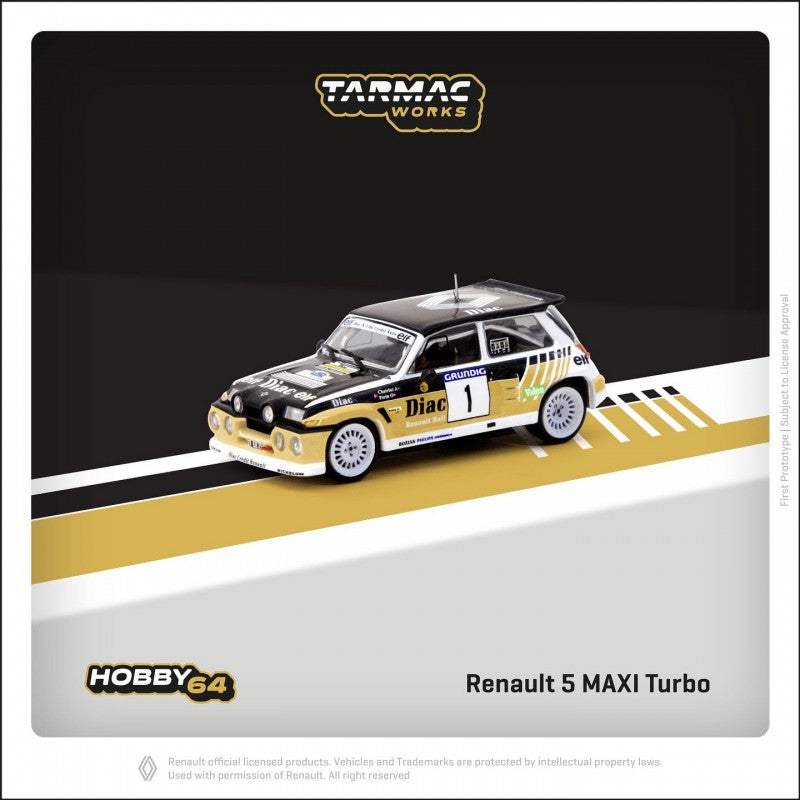 Tarmac Works - Renault 5 MAXI Turbo Rallye du Var 1986 #1 - HOBBY64 - 1/64 Scale T64-TL061-86RDV01