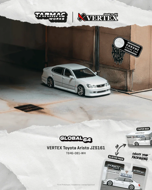 [PRE-ORDER] Tarmac Works - Toyota Aristo JZS161 VERTEX White 1999 - GLOBAL64 - Scala 1/64 T64G-081-WH