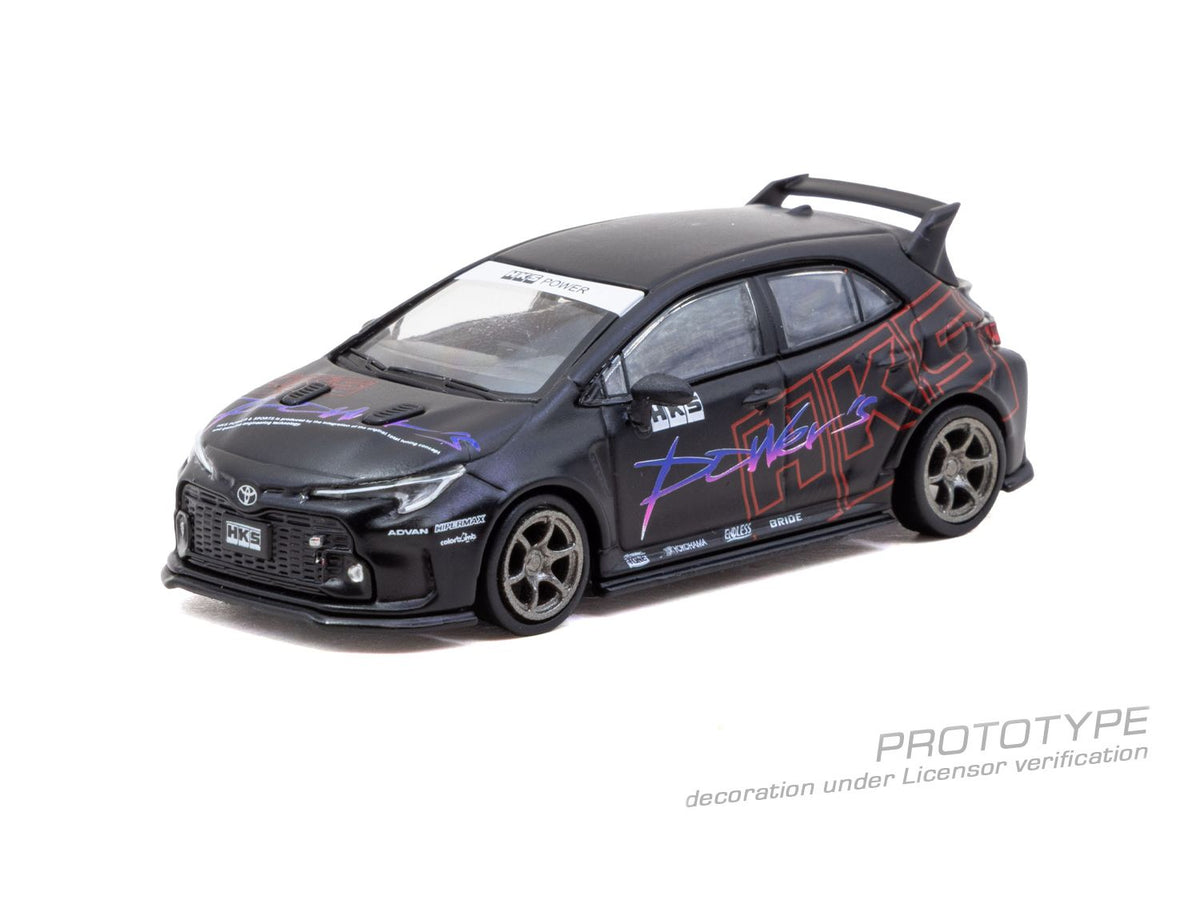 [PRE-ORDER] Tarmac Works - Toyota Corolla GR HKS Chrome Black 2025 - GLOBAL64 - 1/64 Scale T64G-066-HKS2