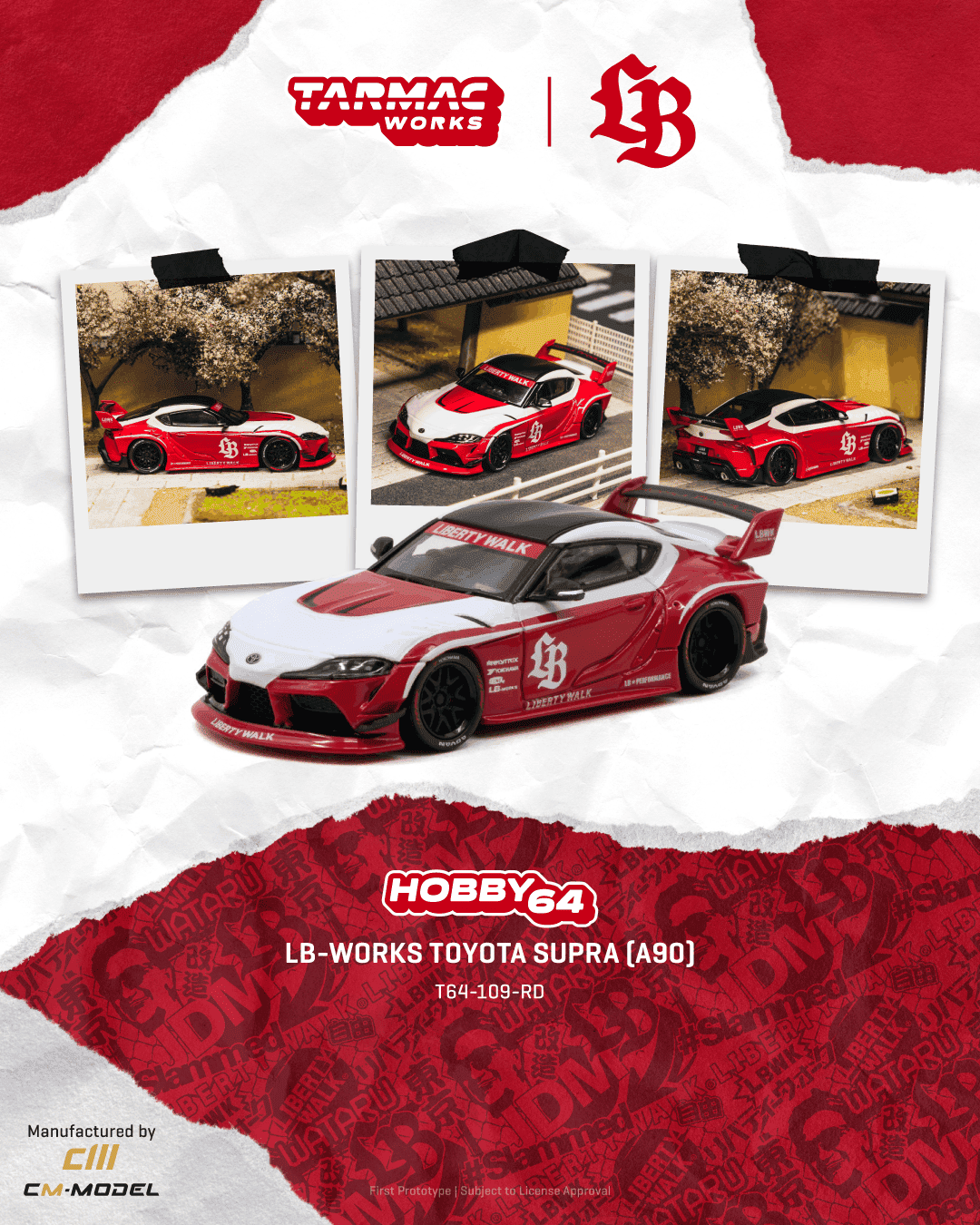 [PRÉCOMMANDE] Tarmac Works - Toyota Supra ( A90 ) LB-WORKS Rouge 2025 - HOBBY64 - Échelle 1/64 T64-109-RD