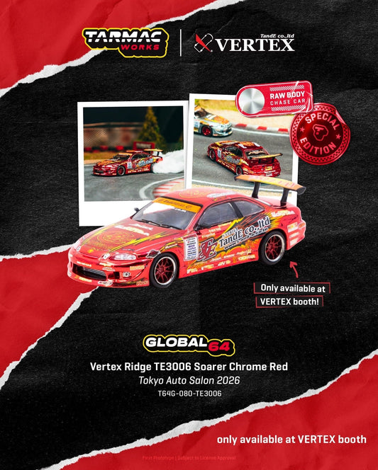 Tarmac Works - Toyota VERTEX Ridge TE3006 Soarer Chrome Red - Tokyo Auto Salon 2026 Special Edition - GLOBAL64 - Scala 1/64 T64G-080-TE3006