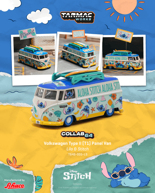 [PRE-ORDER] Tarmac Works - Volkswagen Transporter T1 Panel Van LILO & STITCH 2025 - COLLAB64 - Scala 1/64 T64S-005-LS