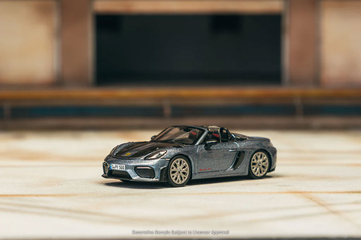 Tarmac Works - Porsche 718 Spyder RS Vanadium Gray Metallic -Collab64 Minichamps - Scale 1/64 643064003