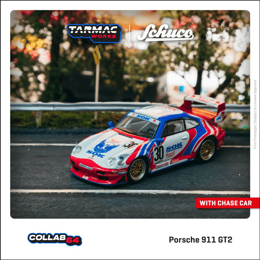 Tarmac Works - Porsche 911 GT2 Sohgo-Keibi #30 - COLLAB64 Schuco - Scale 1/64 T64S-004-SK