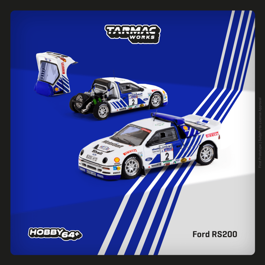 Tarmac Works - Ford RS200 Lombard RAC Rally 1986 #2 - HOBBY64+ - Scale 1/64 T64P-001-86RAC02