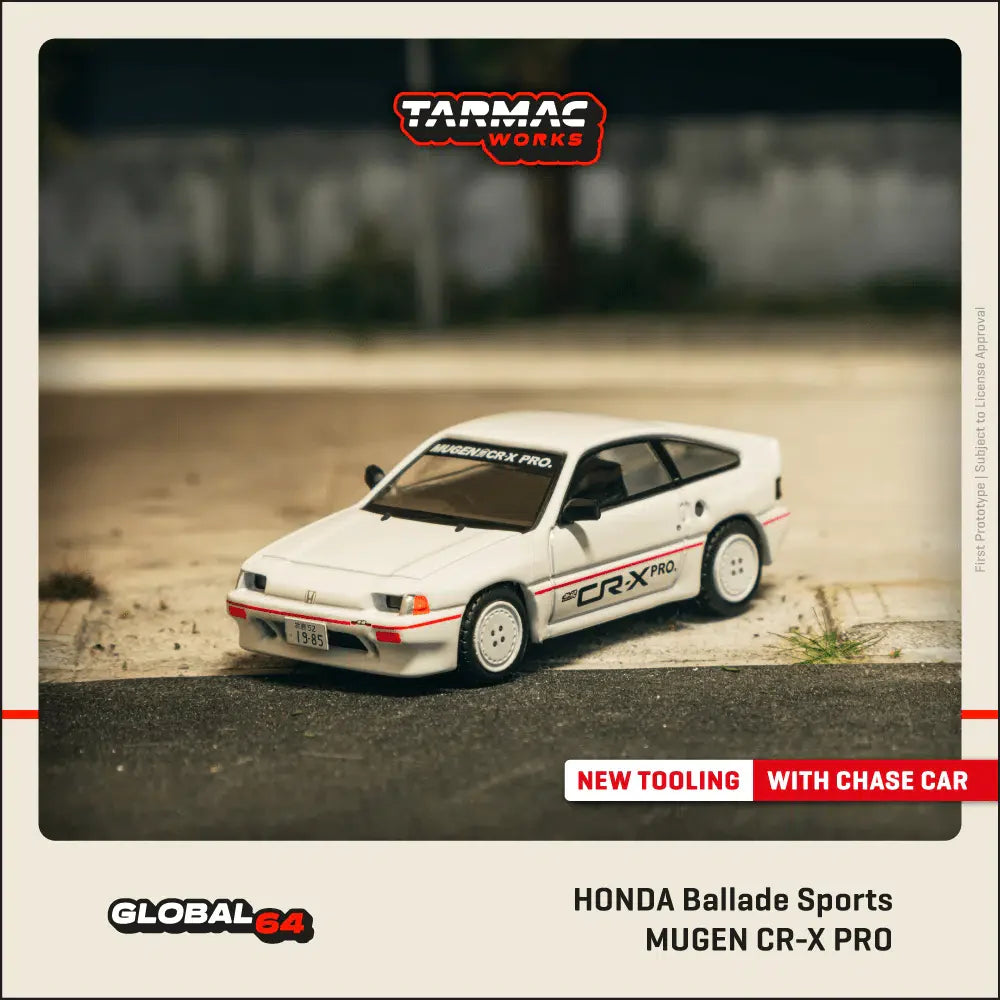 Tarmac Works - Honda Ballade Sports MUGEN CR-X PRO White - GLOBAL64 - Scale 1/64 T64G-TL058-WH