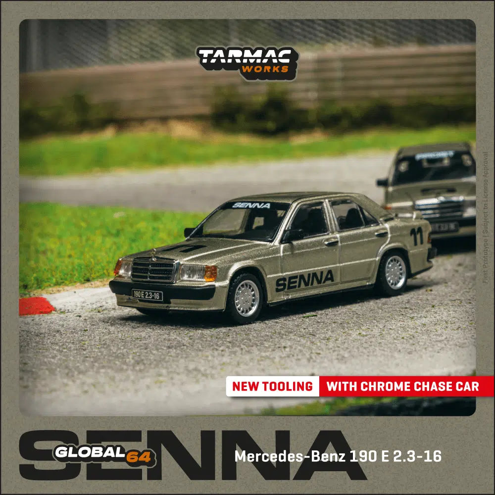 Tarmac Works - Mercedes-Benz 190 E 2.3-16 Race of Champion 1984 Ayrton Senna - GLOBAL64 - Scale 1/64 T64G-047-84ROC11