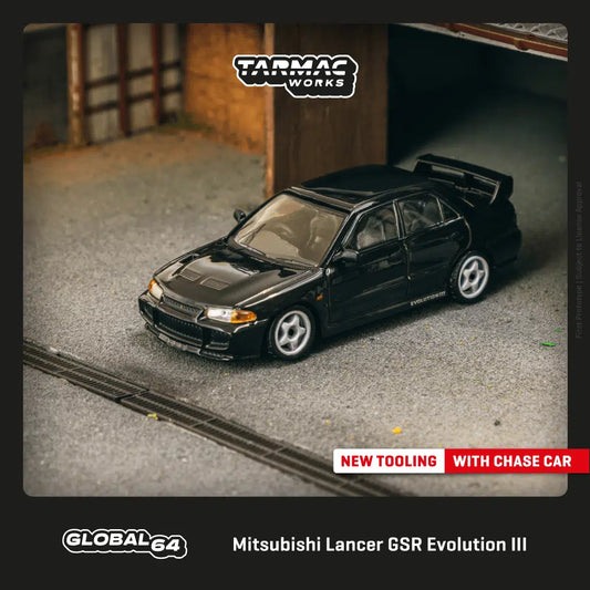 Tarmac Works - Mitsubishi Lancer GSR Evolution III Black - GLOBAL64 - Scala 1/64 T64G-050-BK