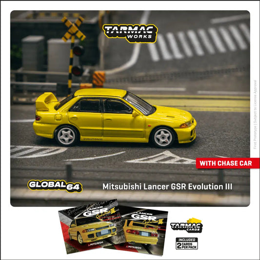 Tarmac Works - Mitsubishi Lancer GSR Evolution III Yellow - GLOBAL64 - Scala 1/64 T64G-050-YL
