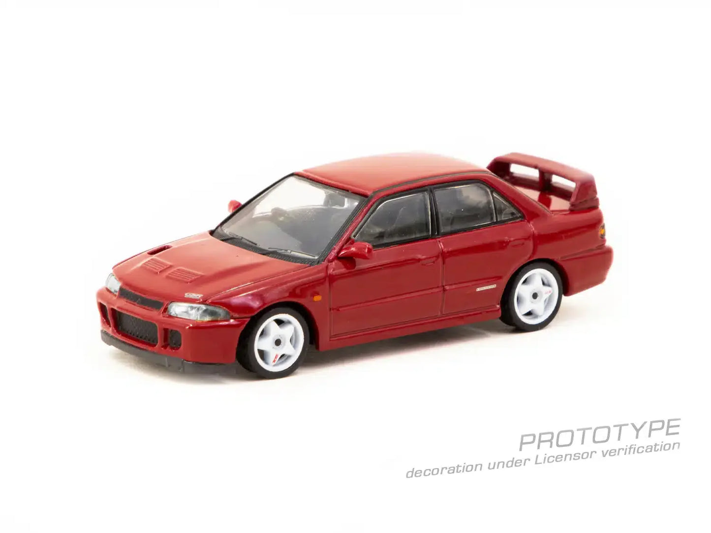 Tarmac Works - Mitsubishi Lancer GSR Evolution II Red Model Car + Trading Cards Combo Set - GLOBAL64 - Scale 1/64 T64G-049-RE