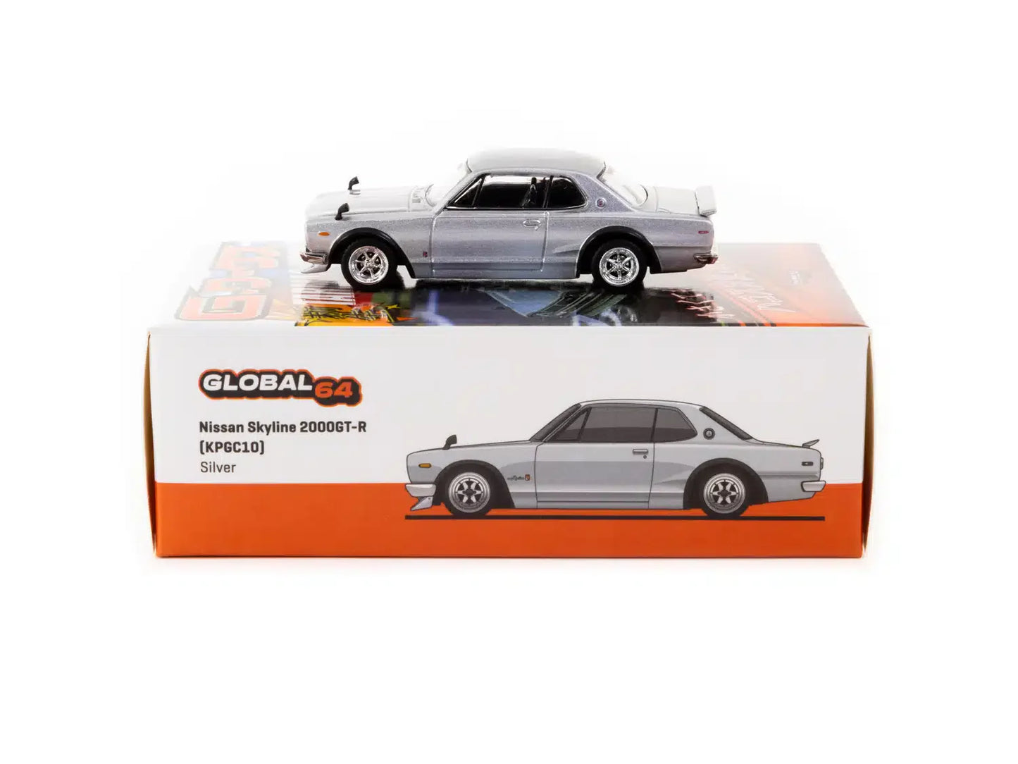 Tarmac Works - Nissan Skyline 2000 GT-R (KPGC10) Silver Special Edition "Global64" Series - Scale 1/64 T64G-043-SL2