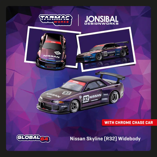 Tarmac Works - Nissan Skyline (R32) Widebody Midnight purple - GLOBAL64 - Scale 1/64 T64G-061-MP