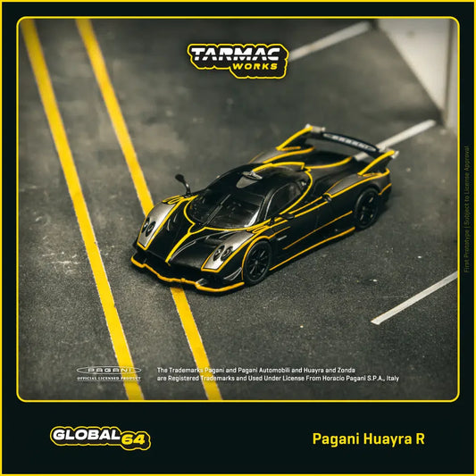 Tarmac Works - Pagani Huayra R Matt Black / Silver - GLOBAL64 - Scale 1/64 T64G-TL035-MBS