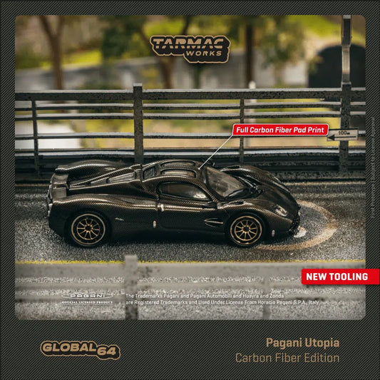 Tarmac Works - Pagani Utopia Black Carbon Fiber - GLOBAL64 - Scale 1/64 T64G-TL055-BCF
