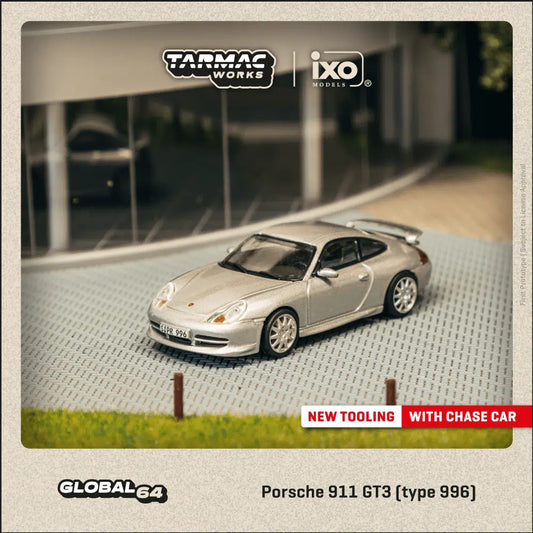 Tarmac Works - Porsche 911 GT3 (type 996) Silver - GLOBAL64 - Scale 1/64 T64G-069-SL