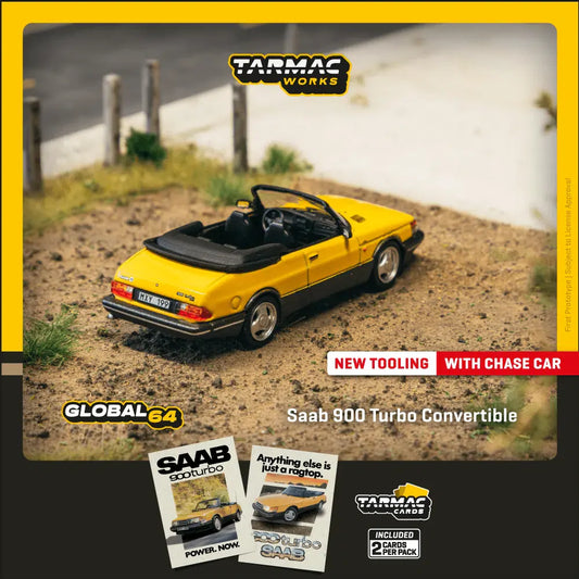 Tarmac Works - Saab 900 Turbo Convertible Yellow - GLOBAL64 - Scale 1/64 T64G-067-YE