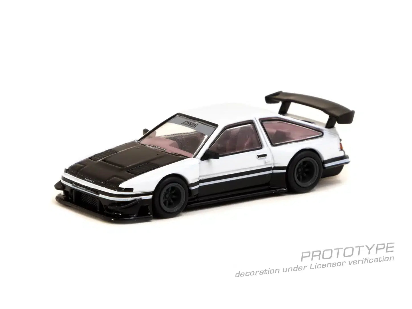 Tarmac Works - Toyota Sprinter Trueno AE86 Widebody by Jon Sibal White / Black "Global64" Series - Scale 1/64 T64G-060-WB