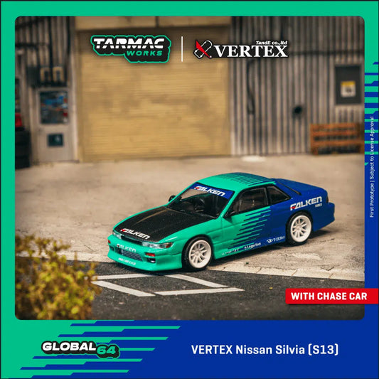 Tarmac Works - VERTEX Nissan Silvia (S13) Falken - GLOBAL64 - Scala 1/64 T64G-025-FA