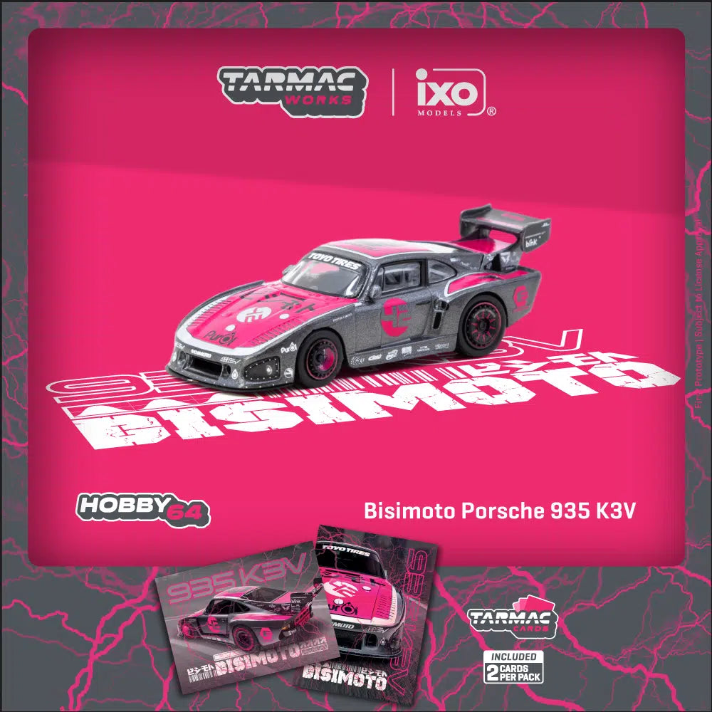 Tarmac Works - Bisimoto Porsche 935 K3V Model Car + Trading Cards Combo Set - HOBBY64 - Scala 1/64 T64-079-K3V