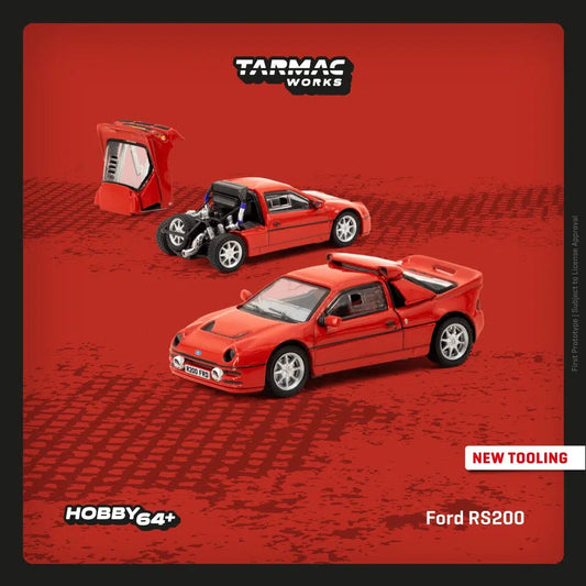 Tarmac Works - Ford RS200 Red - HOBBY64+ - Scale 1/64 T64PR-001-RE