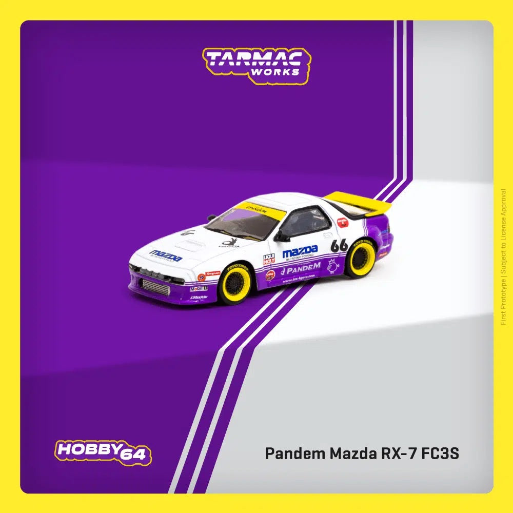 Tarmac Works - Pandem Mazda RX-7 FC3S White / Purple - HOBBY64 - Scala 1/64 T64-066-WP