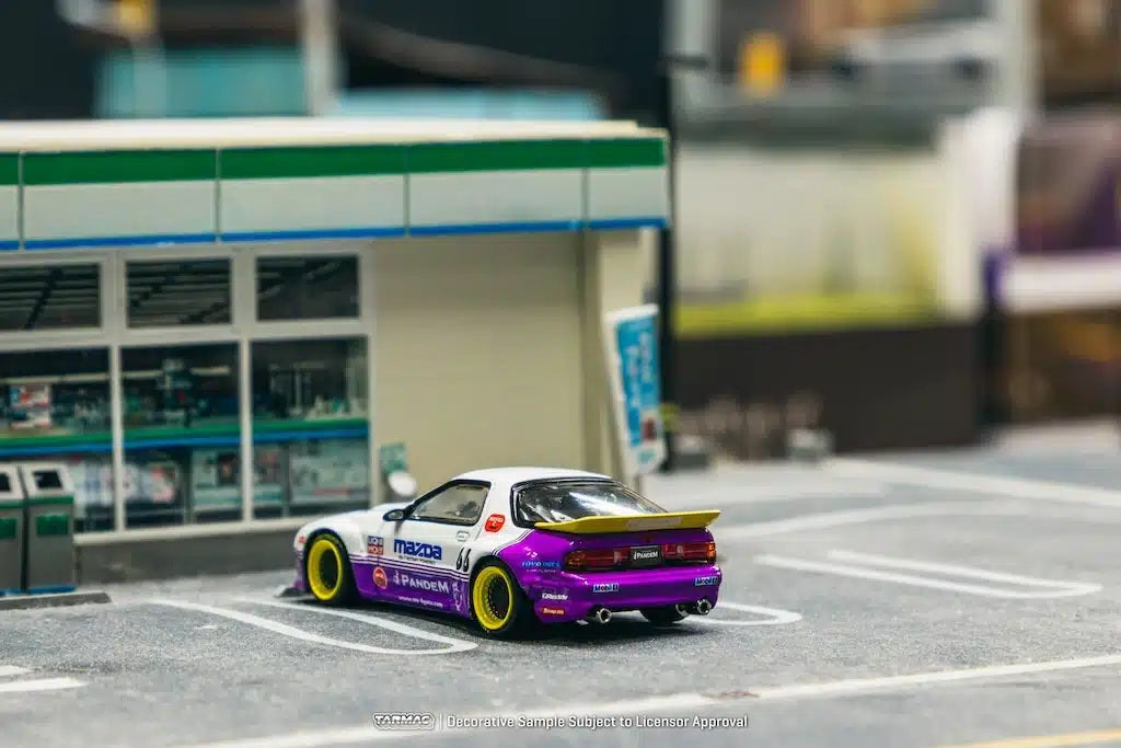 Tarmac Works - Pandem Mazda RX-7 FC3S White / Purple - HOBBY64 - Scala 1/64 T64-066-WP