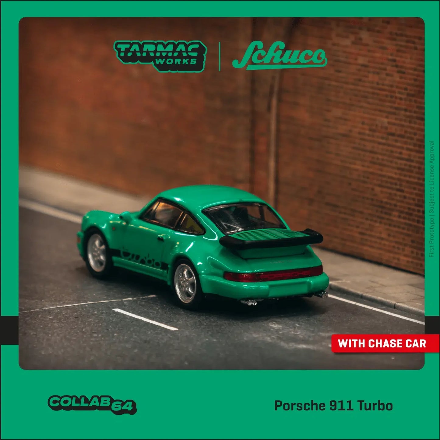 Tarmac Works - Porsche 911 Turbo Green - COLLAB64 Schuco - Scale 1/64 T64S-009-GR