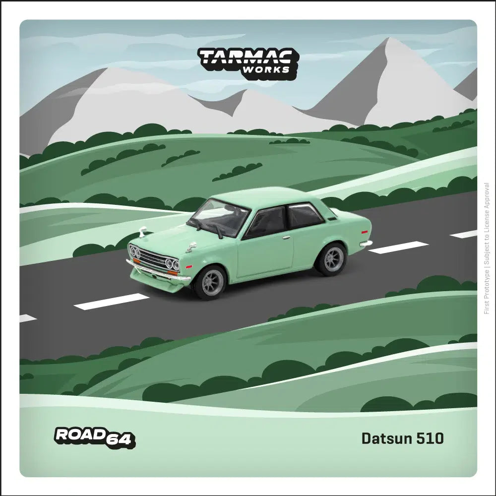 Tarmac Works - Datsun 510 Light Green  - ROAD64 - Scala 1/64 T64R-052-GR
