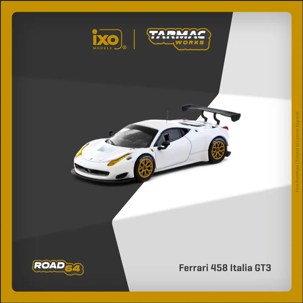 Tarmac Works - Ferrari 458 Italia GT3 White - ROAD64 - Scale 1/64 T64R-074-WH