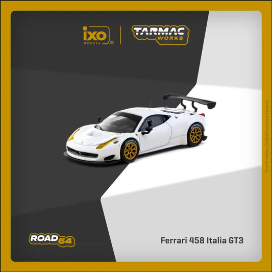 Tarmac Works - Ferrari 458 Italia GT3 White - ROAD64 - Scale 1/64 T64R-074-WH