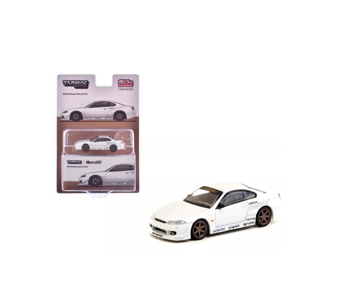 Tarmac Works - VERTEX Nissan Silvia S15 White Metallic MiJo Exclusives "Lamley Special Edition" - Scale 1/64 T64G-023-WH
