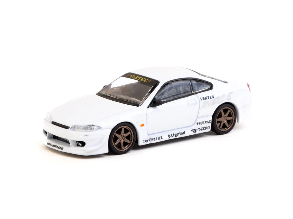 Tarmac Works - VERTEX Nissan Silvia S15 White Metallic MiJo Exclusives "Lamley Special Edition" - Scale 1/64 T64G-023-WH