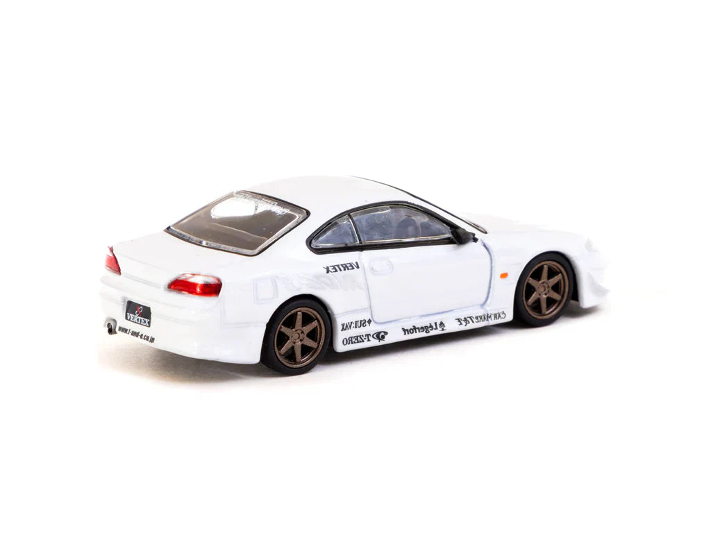Tarmac Works - VERTEX Nissan Silvia S15 White Metallic MiJo Exclusives "Lamley Special Edition" - Scale 1/64 T64G-023-WH