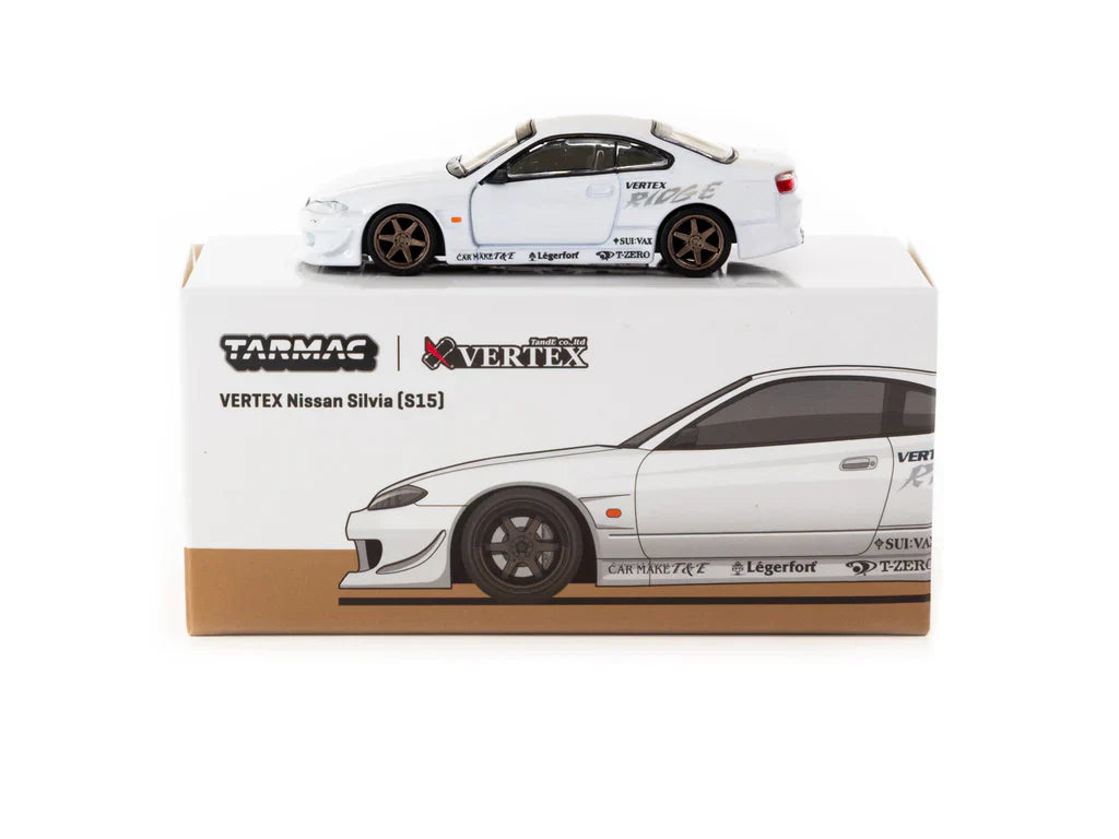 Tarmac Works - VERTEX Nissan Silvia S15 White Metallic MiJo Exclusives "Lamley Special Edition" - Scale 1/64 T64G-023-WH