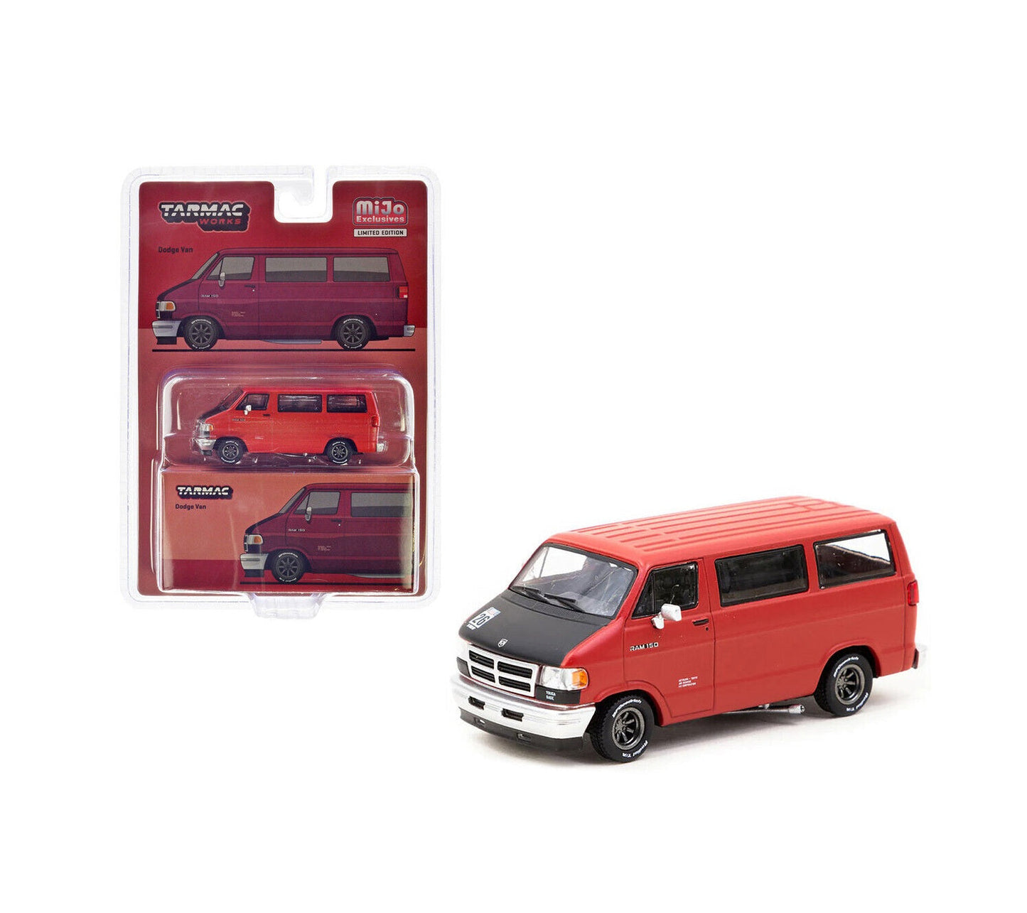 Tarmac Works MiJo Exclusives - Dodge Van Red - Scala 1/64 T64G-TL032-RE MJ Blister
