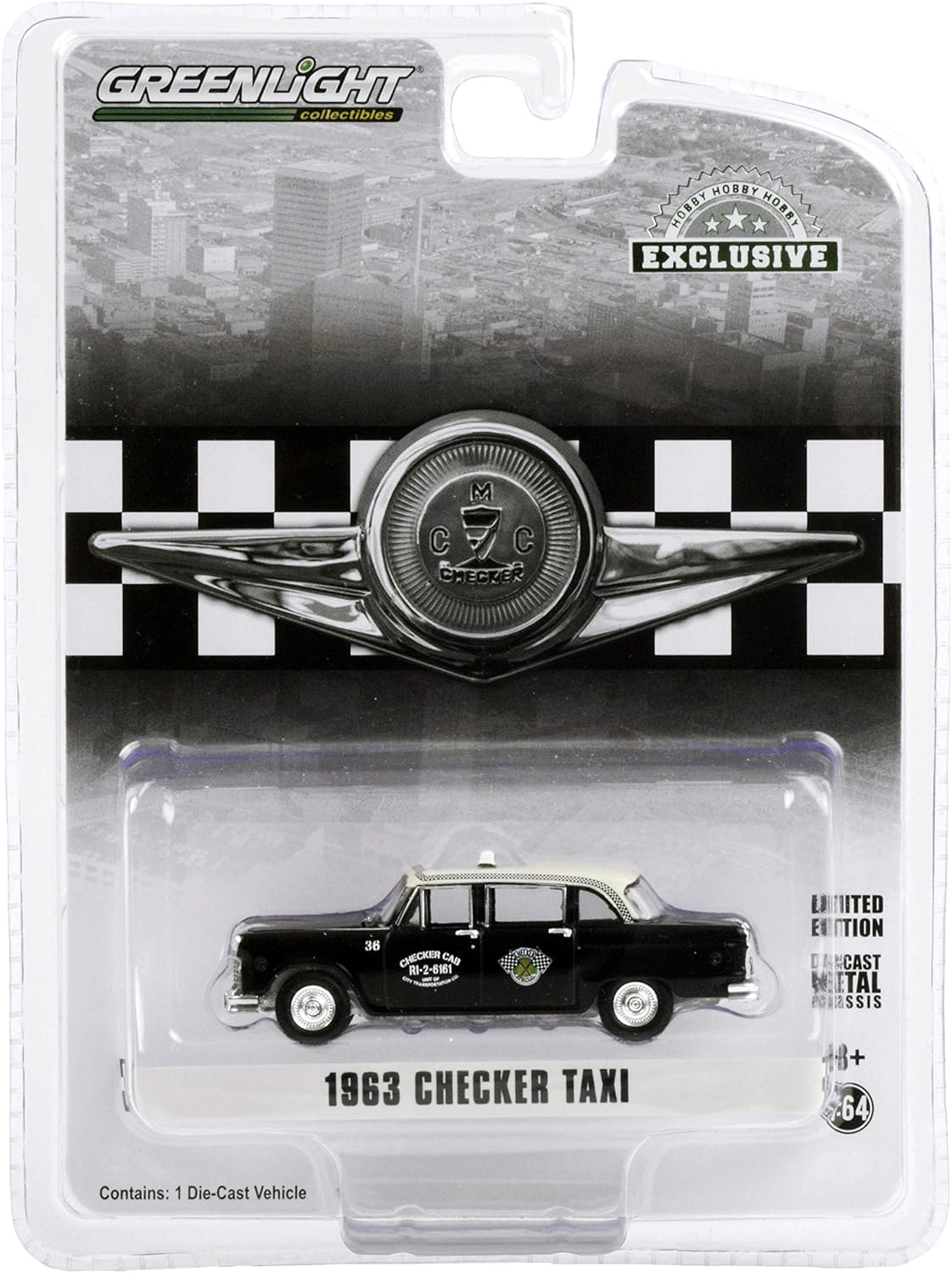 Greenlight - 1963 Checker Taxi Black - Scale 1/64 Hobby Exclusive