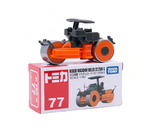 Takara Tomy Tomica - Hitachi Macadam Roller ZC125M-5 No. 77 - Scale 1/80