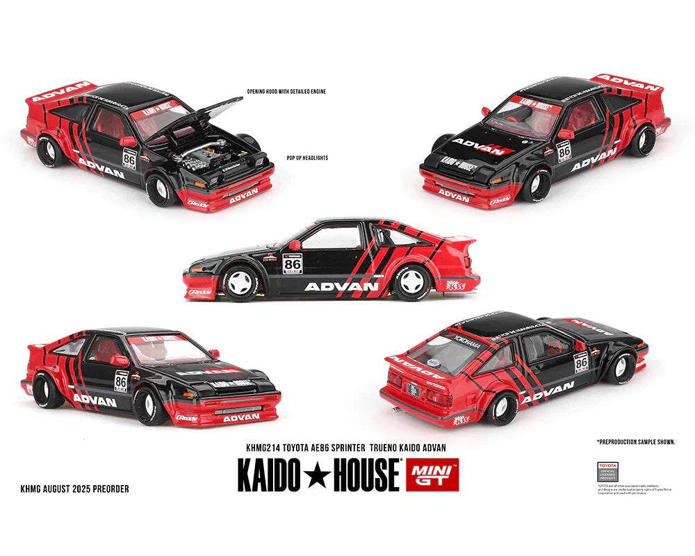 [PRE-ORDER] Mini GT Kaido House - Toyota AE86 Sprinter Trueno Kaido ADVAN - Scala 1/64 KHMG214