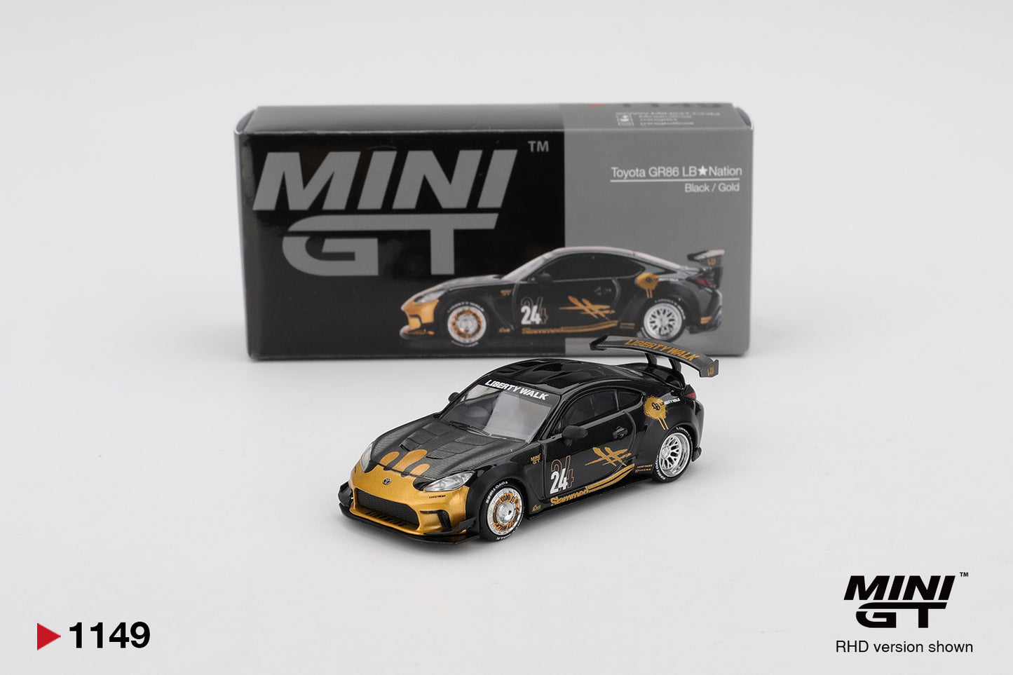 Mini GT - Toyota GR86 LB★Nation Black / Gold 2025 - Scala 1-64 MGT01149-R