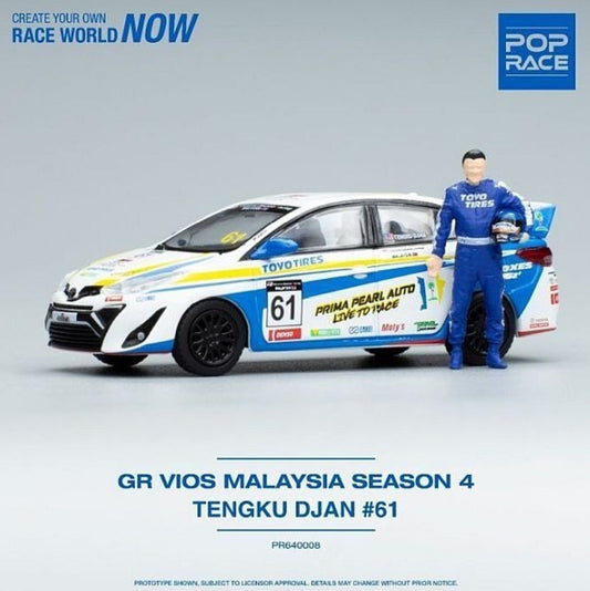 Pop Race - Toyota GR VIOS #61 Tengku Djan Malaysia Season 4 with Figure Scala 1/64 PR64-0008