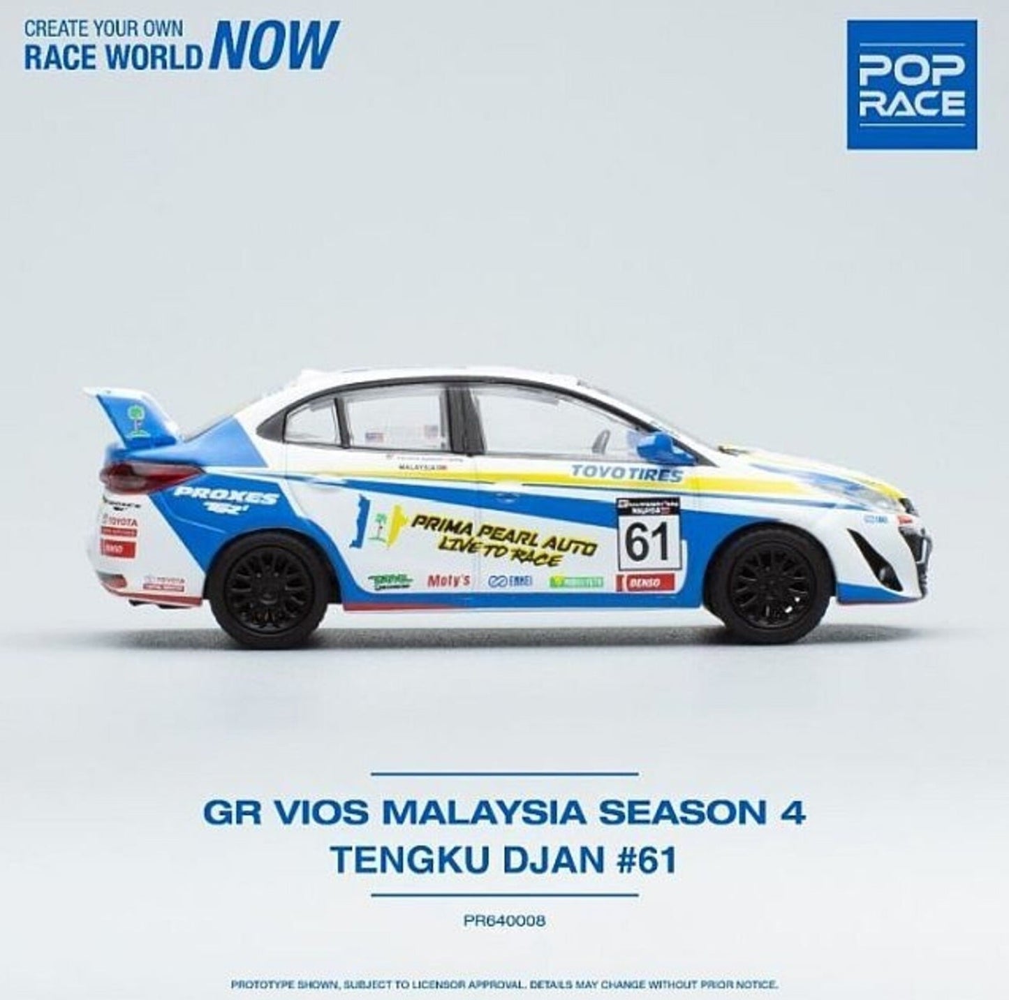 Pop Race - Toyota GR VIOS #61 Tengku Djan Malaysia Season 4 with Figure Scala 1/64 PR64-0008