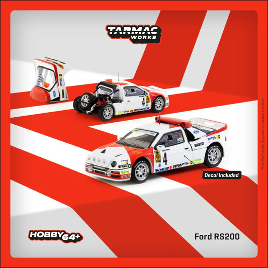 Tarmac Works - Ford RS200 #4 Rallye Catalunya 1986 Antonio Zanini - Josep Autet - HOBBY64+ - Scale 1/64 T64P-001-86RC04