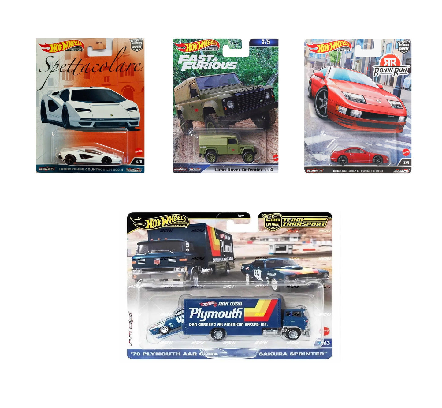 Bundle 4 models - Hot Wheels Premium - Scale 1/64
