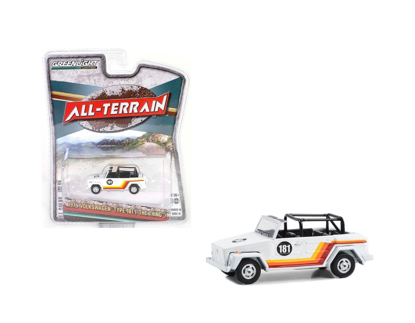 Greenlight - 1974 Volkswagen Type 181 (The Thing) White - Series All Terrain - Scale 1/64