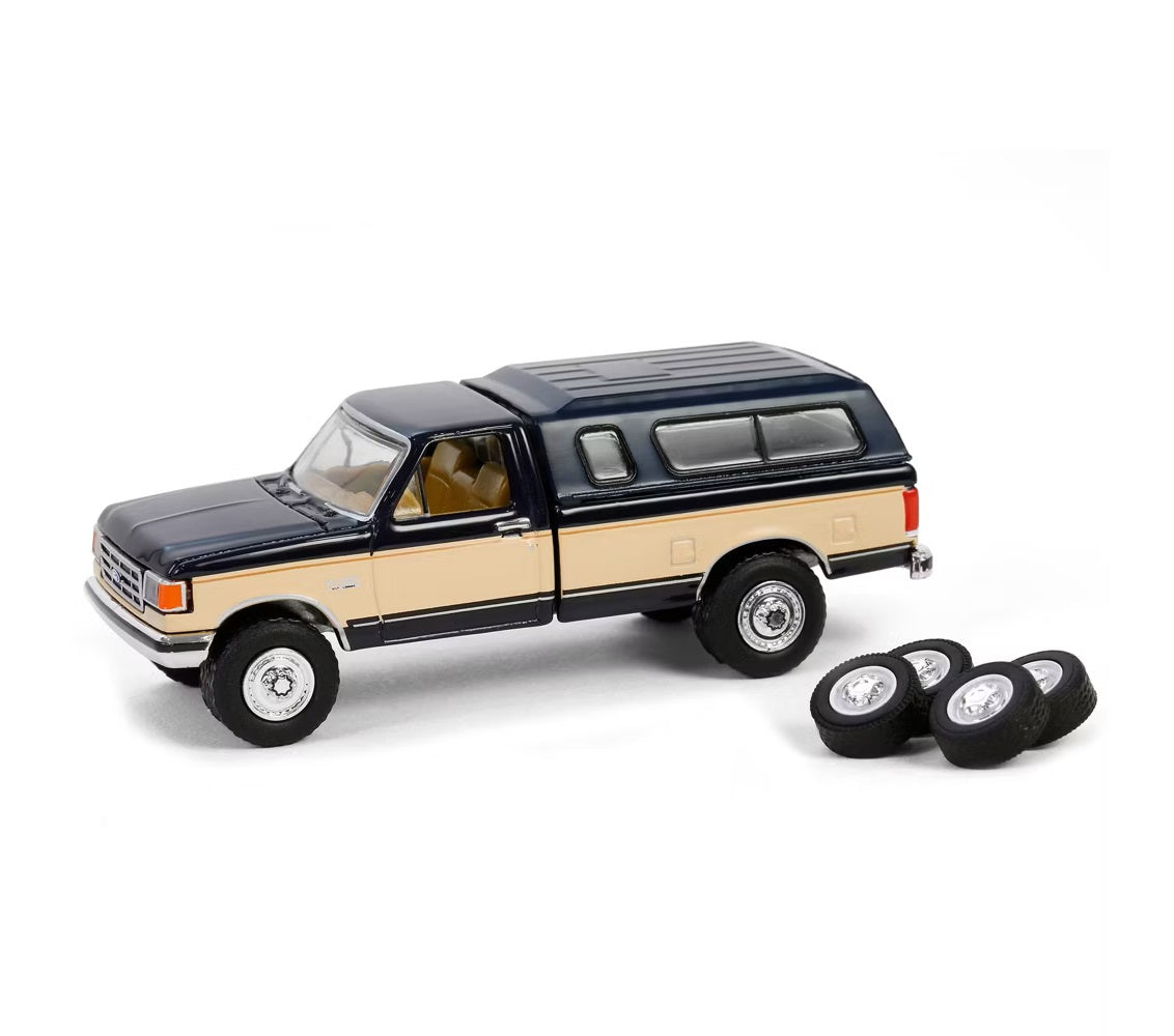 Greenlight - 1991 Ford F-150 XLT Lariat Truck with Camper Shell and Spare Tires - Series Hobby Shop - Scale 1/64