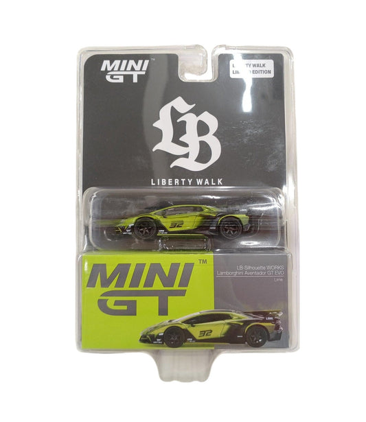 Mini Gt - Lamborghini LB-Silhouette WORKS Aventador GT EVO Lime LBWK - Scala 1/64  MGT00605-LB