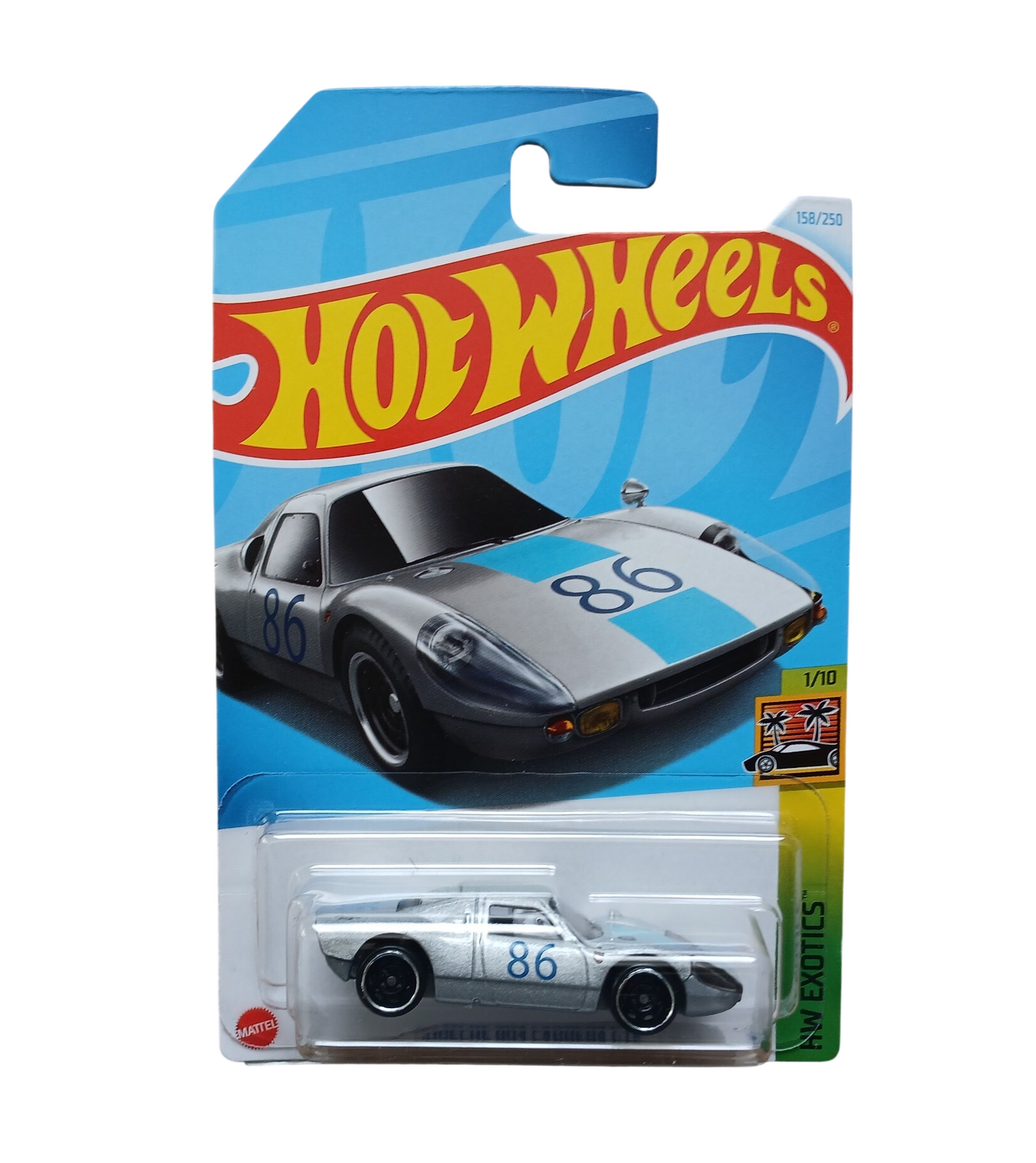 Hot Wheels - Porsche 904 Carrera GTS Silver - HW Exotics 1/10 - Long Card - 1/64 Scale Approx.